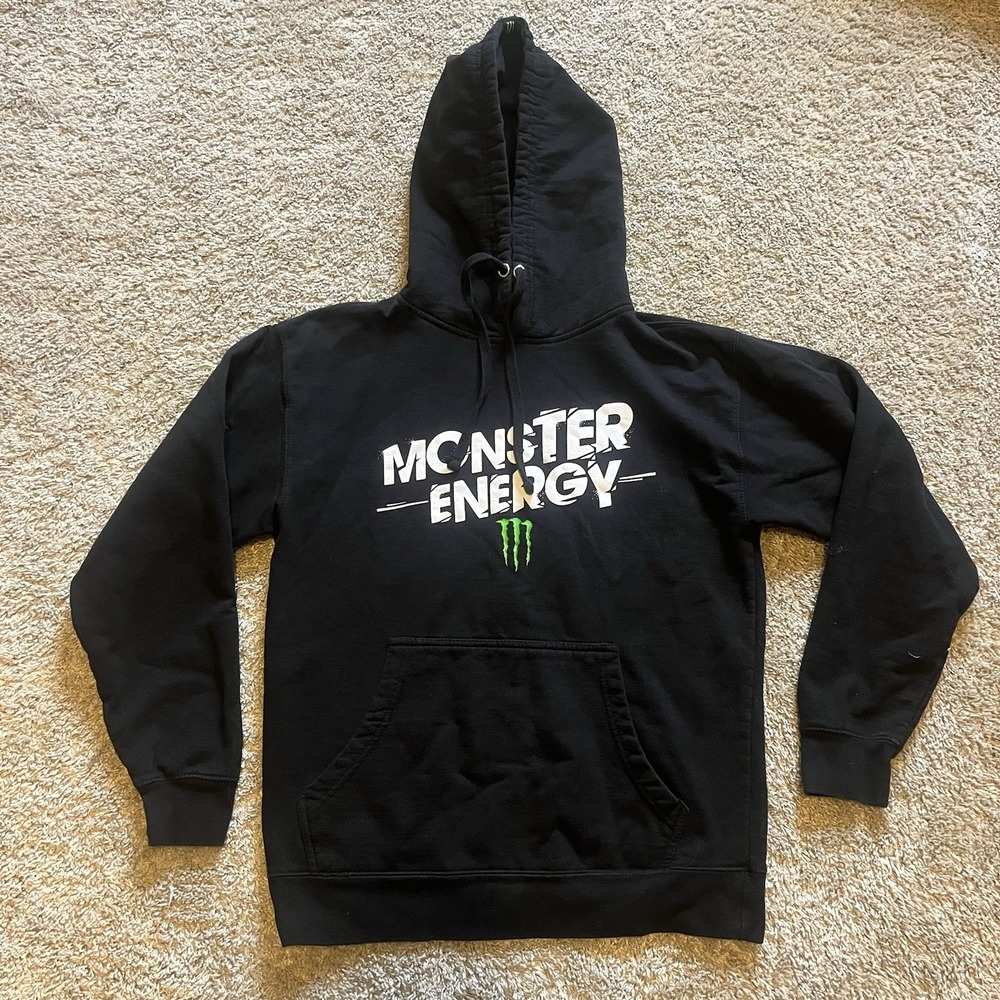 Y2K Monster Energy Hooded Sweatshirt Faded Men's Medium‎ Double Sided